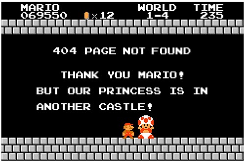 Марио на странице ошибки