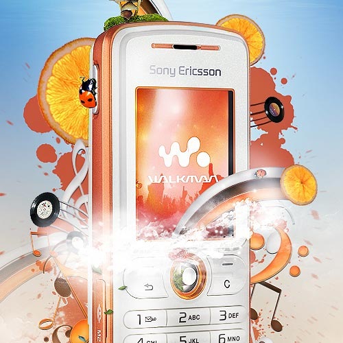 Взрыв красок в постере Sony Ericsson W200a