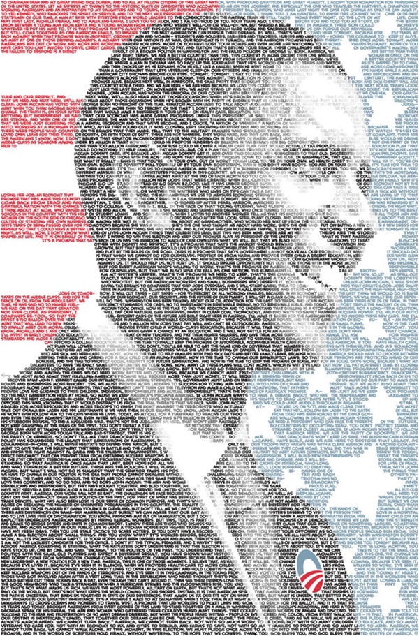Типографическая мозаика Барака Обамы