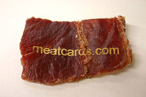 визитка в виде куска мяса