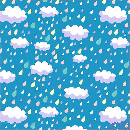 Паттерн иллюстрированный облачками и дождем