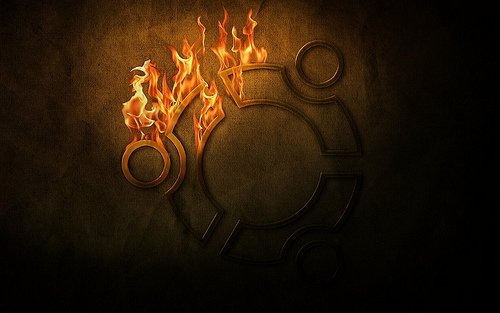 логотип ubuntu в огне