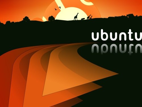 оранжевые обои ubuntu с иллюстрацией