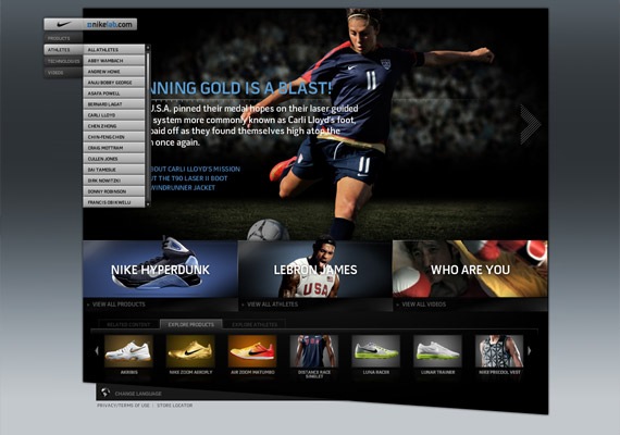 сайт компании Nike