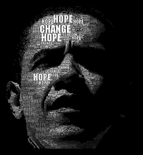 Обама портрет в типографическом стиле