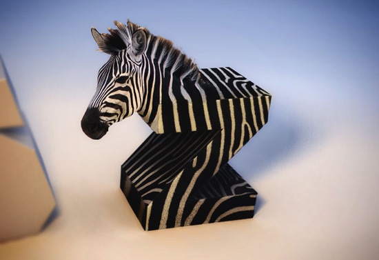 3D типографика в виде зебры