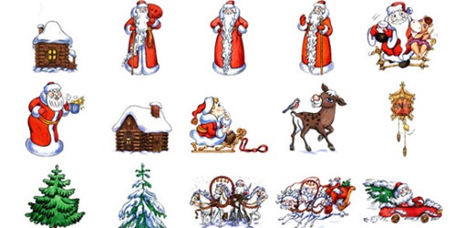 Рождественские иллюстрированные иконки
