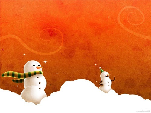 Яркие новогодние обои с снеговиками 
