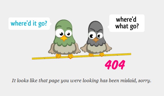 Иллюстрация птиц на странице ошибки 404