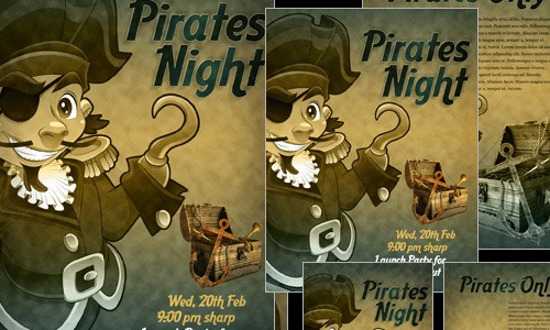 состаренный текстурированный пиратский постер