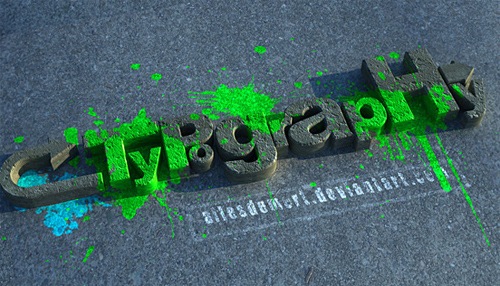 3D типографика в стиле гранж