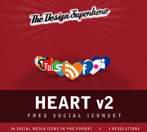 Бесплатные социальные иконки в форме сердец