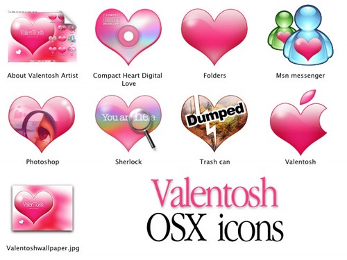 Иконки для Mac OSX на тематику дня Св. Валентина