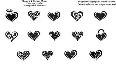 Кисти с изображениями различных сердец