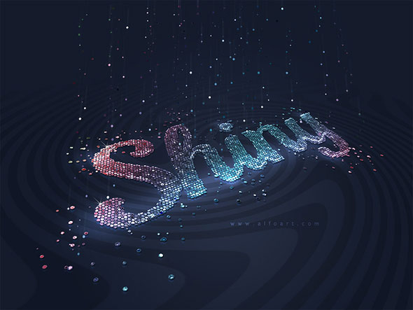 Very Shiny Glitter Text Effect. How to create 3D style sign