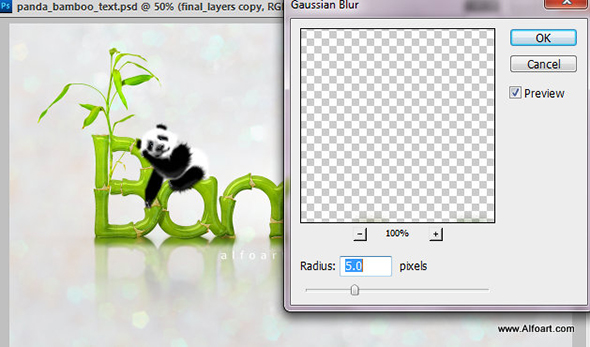 Cute baby panda & Bamboo text effect Pandas and realistic fresh and green bamboo plant illustration