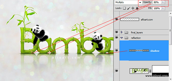 Panda & Bamboo text effect Pandas and realistic fresh and green bamboo plant illustration