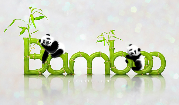In this Photoshop tutorial  learn how to create cute baby panda illustration and realistic Bamboo Text Effect