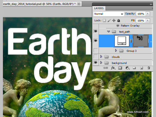 Earth Day Clouds Text Effect. Green Planet beatuful Photo Manipulation with the realistic clouds around.