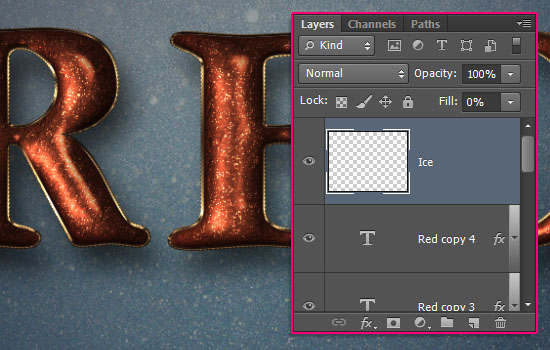 Glittering Red and Melting Ice Text Effect step 9