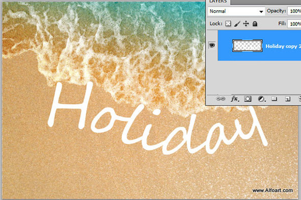 Learn how to create realistic sea foam text effect and how to apply sea/ocean foam pattern to the text shape on the beach sand.