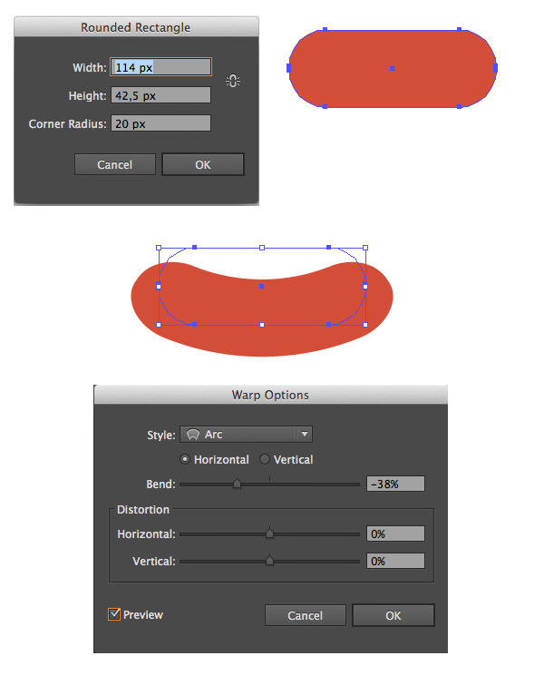 use rounded rectangle tool for the mouth