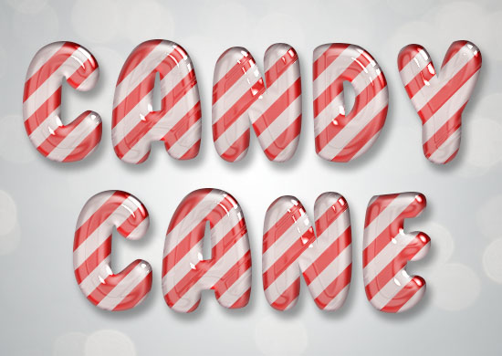 Glossy Candy Cane Text Effect