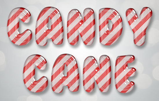 Glossy Candy Cane Text Effect step 3