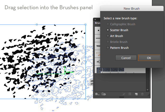 Drag the texture sample into the Brushes panel to create a Scatter Brush