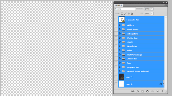 A Photoshop file where all layers are hidden.