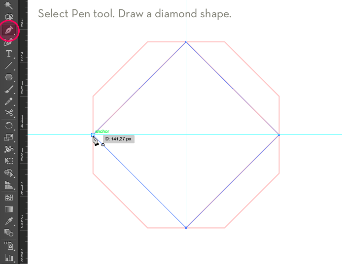 Step 2 - Draw a diamond shape