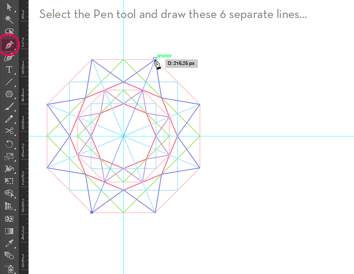 Step 8 - Draw 6 lines