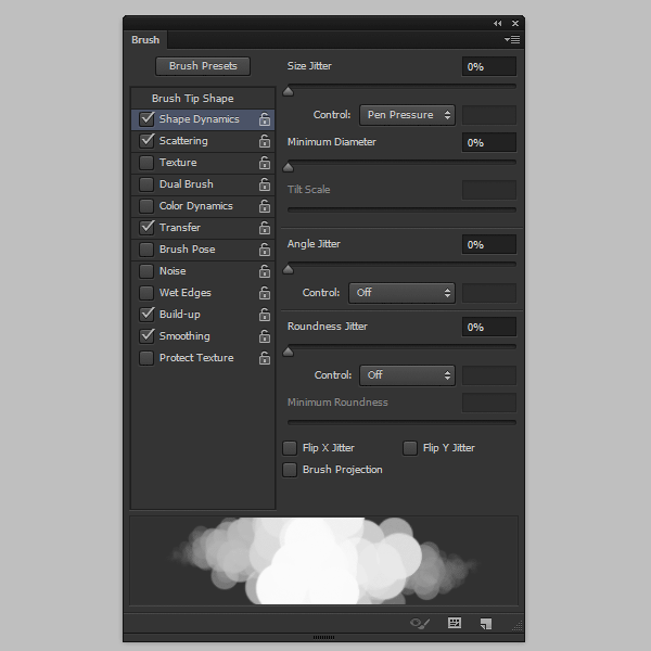 photoshop create cloud brush shape dynamics