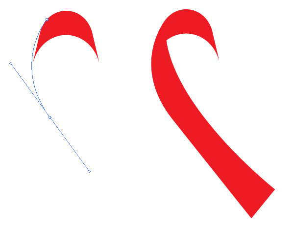 Draw one side of the ribbon with the pen tool