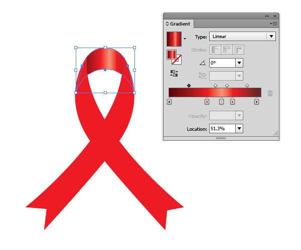 Render the ribbons fold with a linear gradient