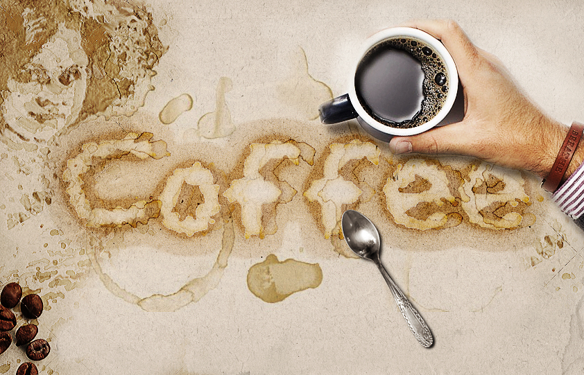 how to make a coffee stain text in Photoshop