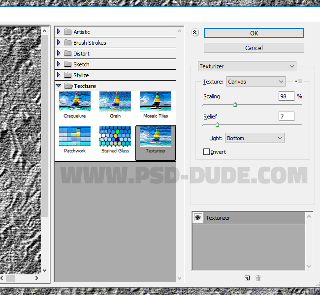 filter texture texturizer photoshop