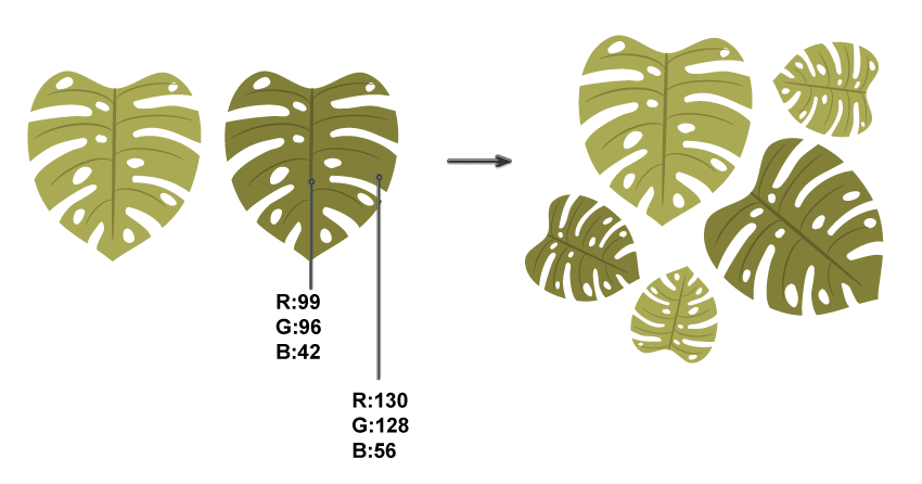 how to create other monstera leaves
