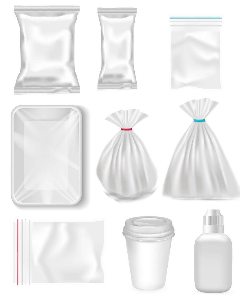 set of plastic Polypropylene packaging tutorial vector mesh