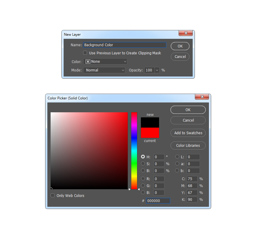 Creating new solid color fill layer