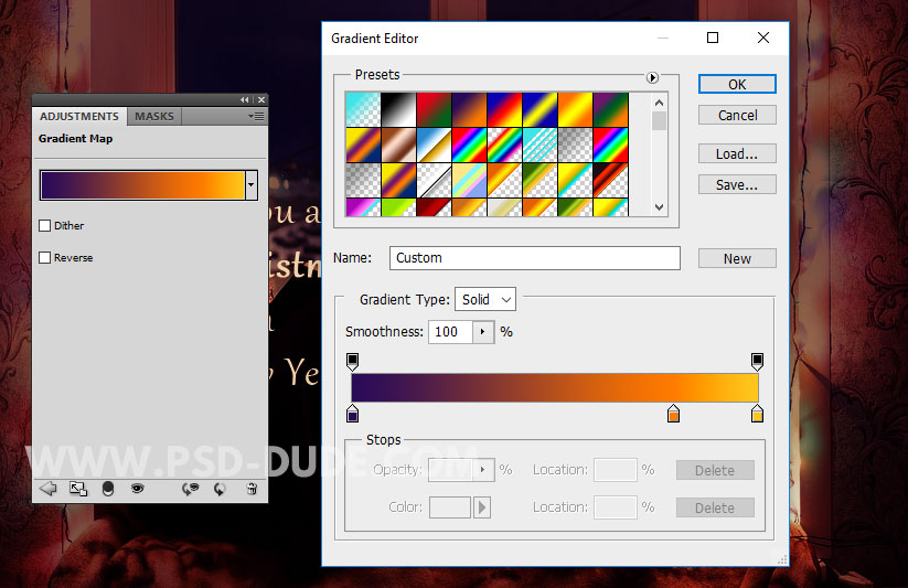Add a Gradient map in Photoshop