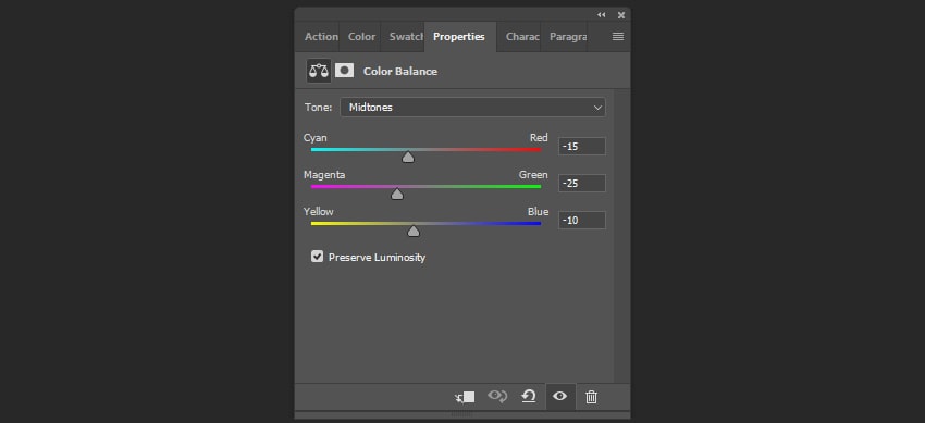 Changing the settings of the adjustment layer