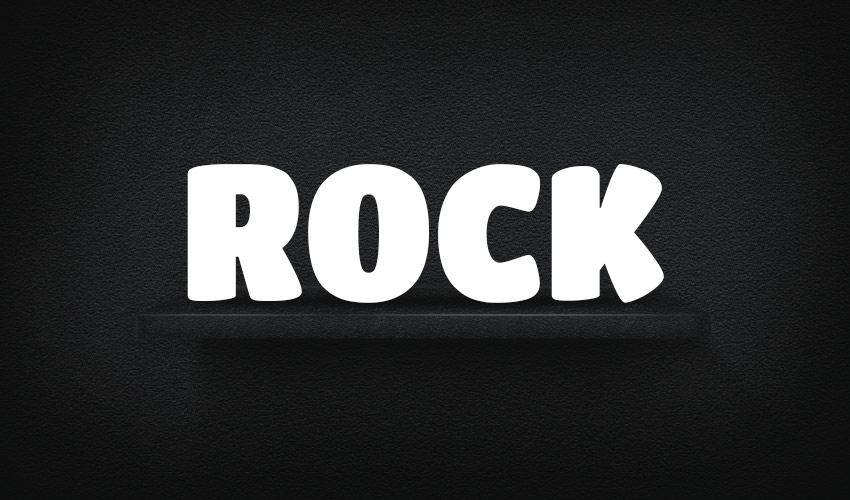 Rock text layer on the shelf