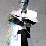 Businessman covered with papers