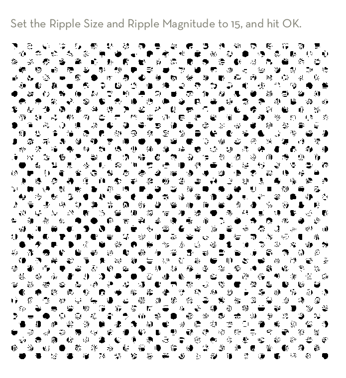 Dotted halftone pattern with the Ocean Ripple effect applied